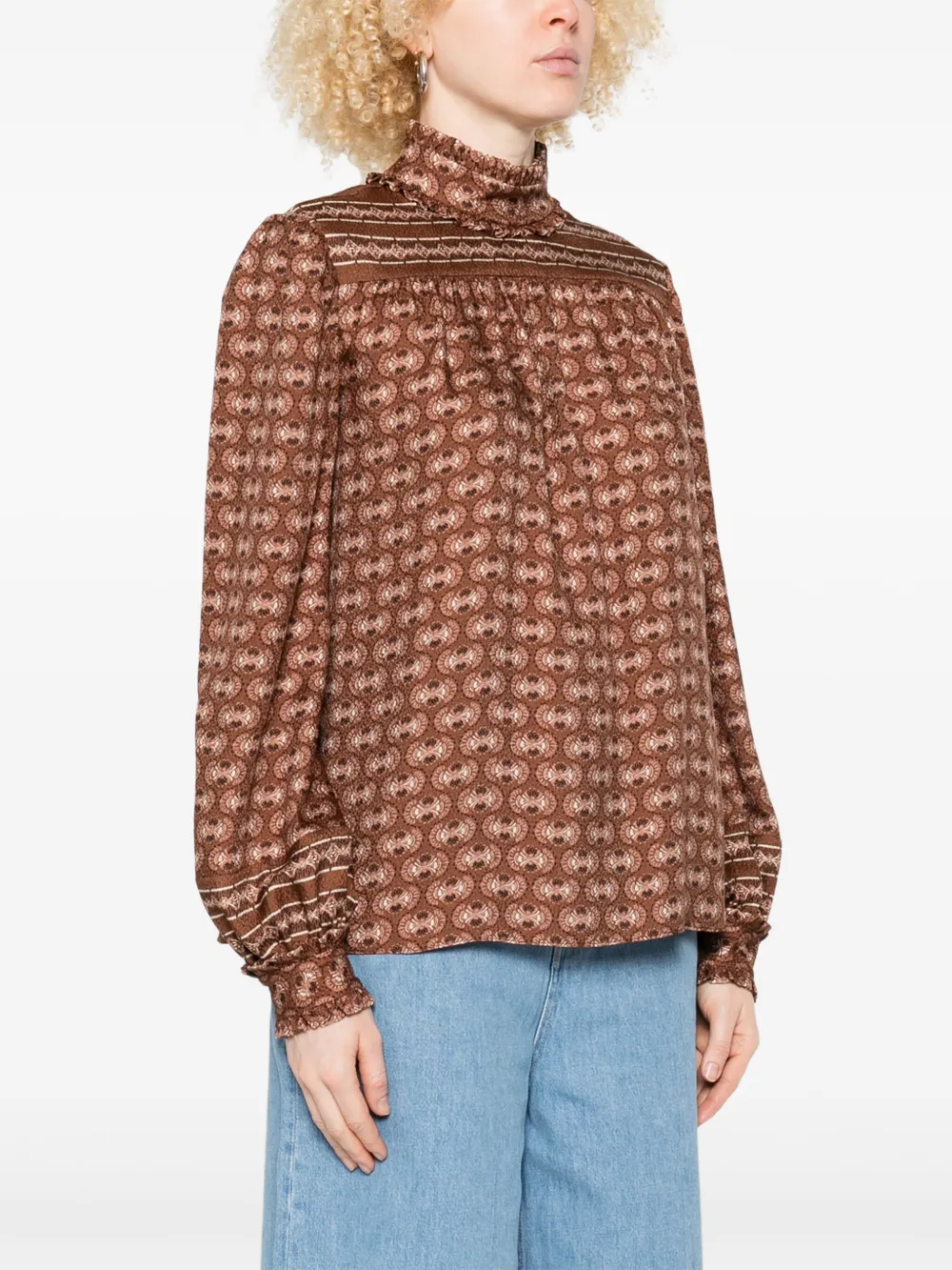 Valentino Garavani Zijden blouse Bruin