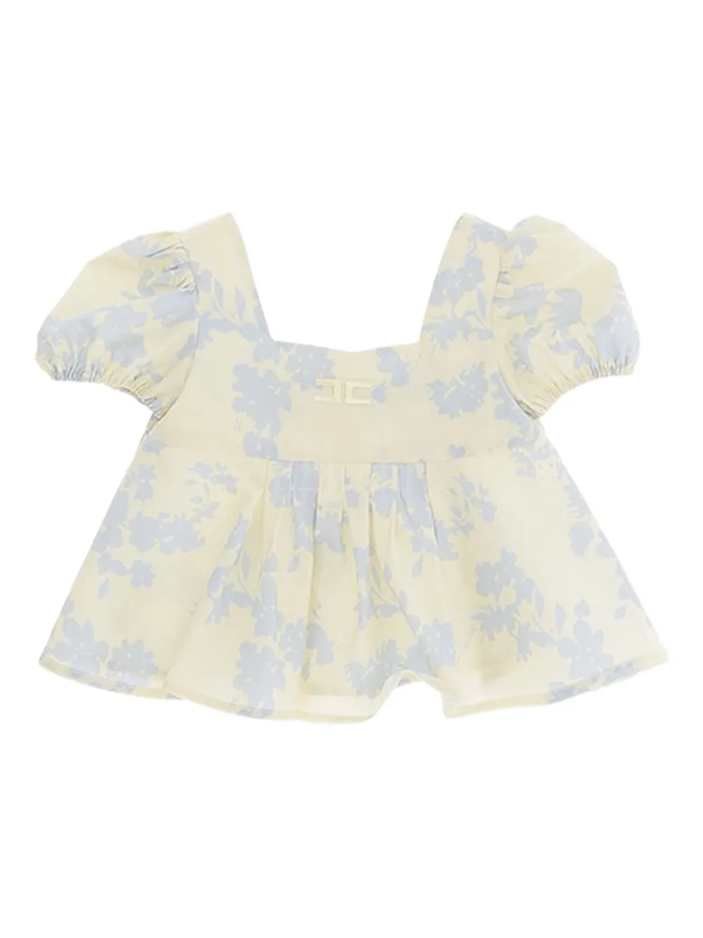Elisabetta Franchi Kids puff-sleeve floral top Geel