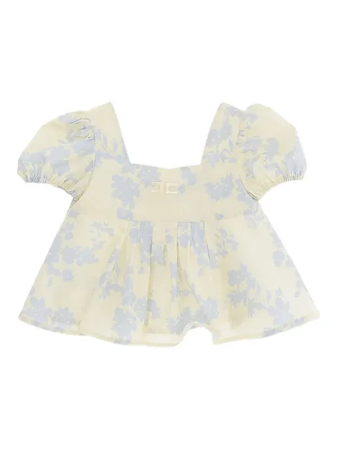 Elisabetta Franchi Kids puff-sleeve floral top