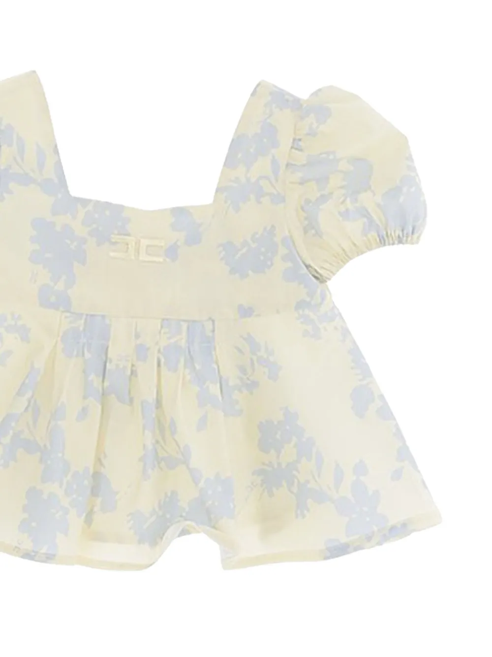 Elisabetta Franchi Kids puff-sleeve floral top Geel