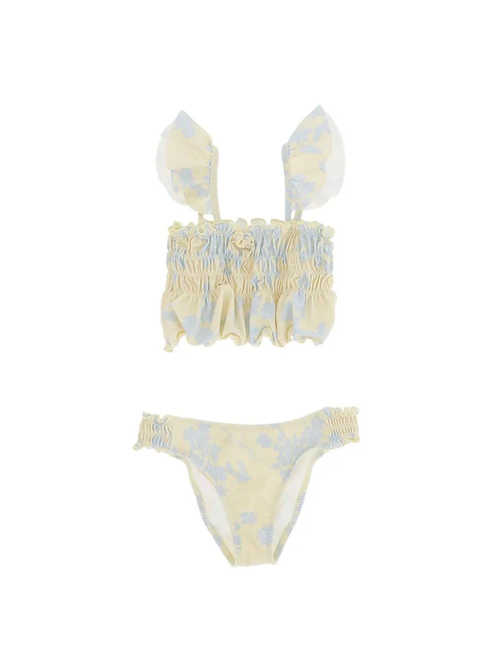 Elisabetta Franchi Kids ruffled floral-print bikini Wit