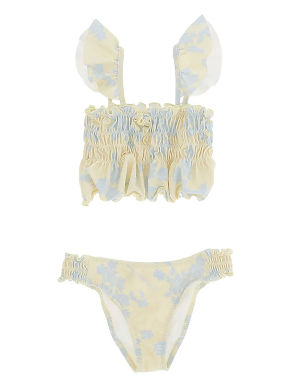 Elisabetta Franchi Kids ruffled floral-print bikini Wit