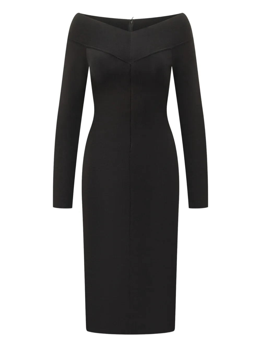 Stella McCartney boat-neck long-sleeve midi dress Zwart