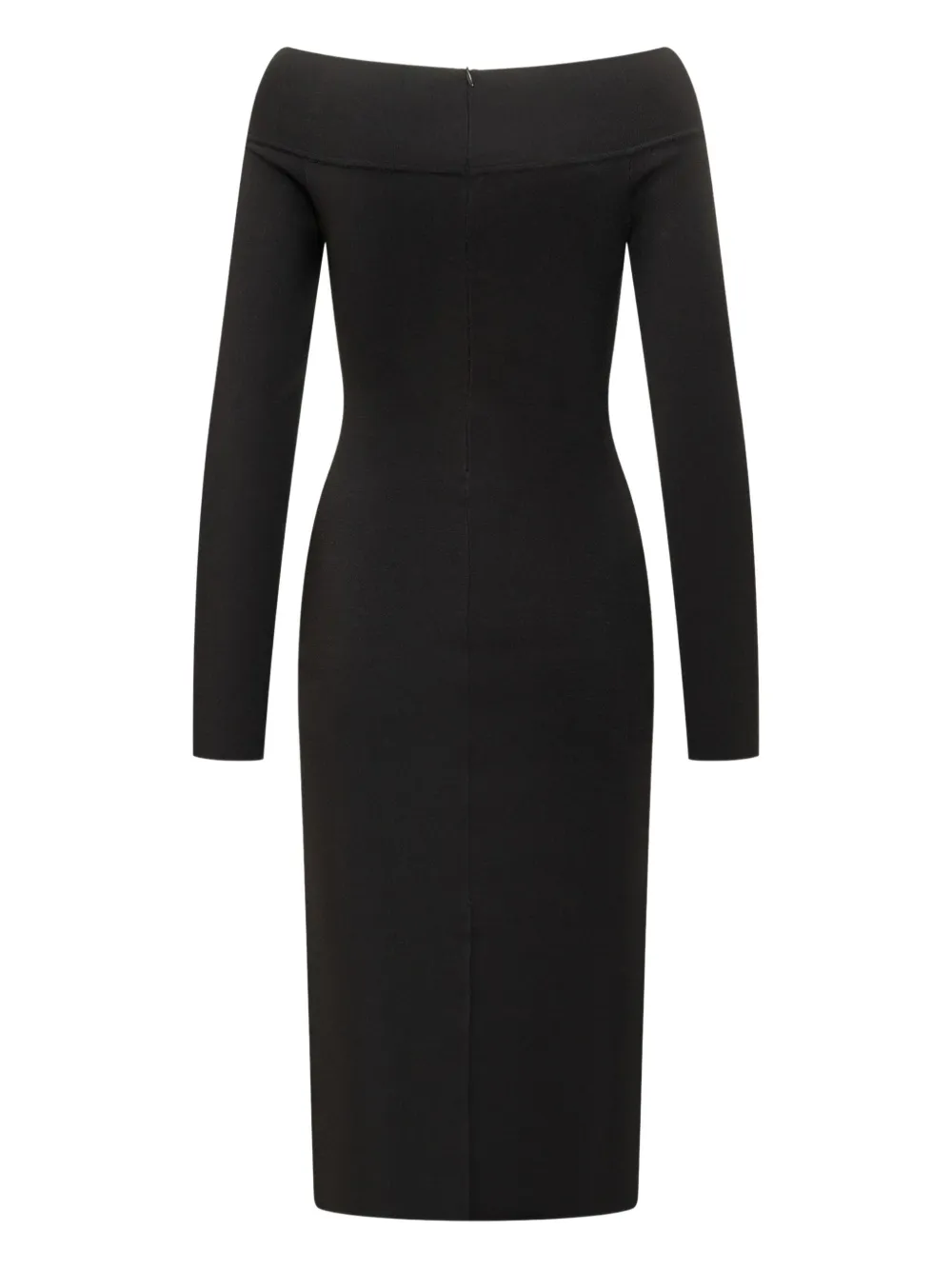 Stella McCartney boat-neck long-sleeve midi dress Zwart