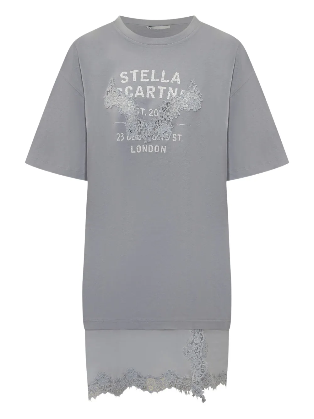 Stella McCartney lace-embellished cotton mini dress Grijs