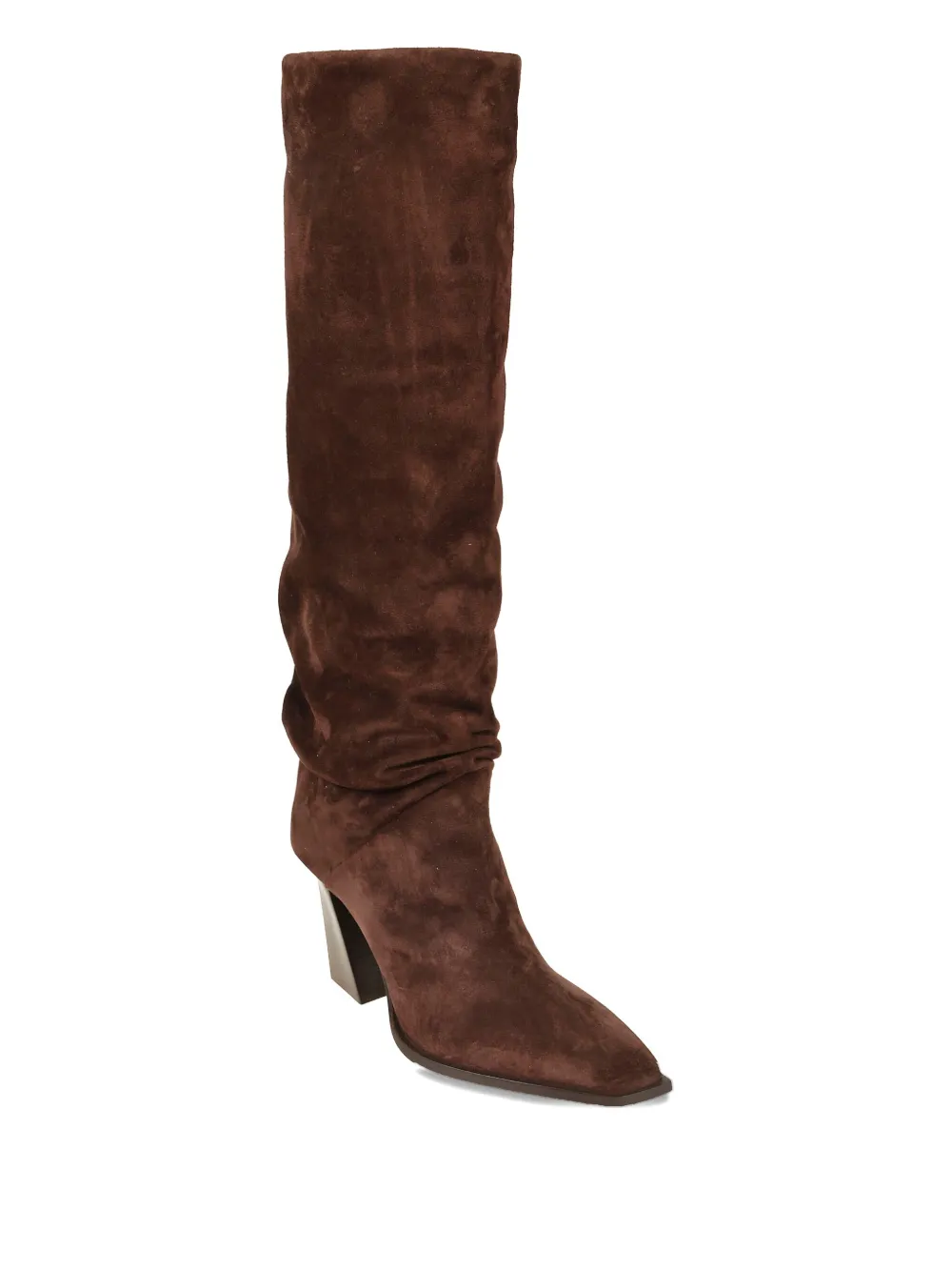 Jimmy Choo 85mm Square-toe Suede Knee-high Boots In Brown