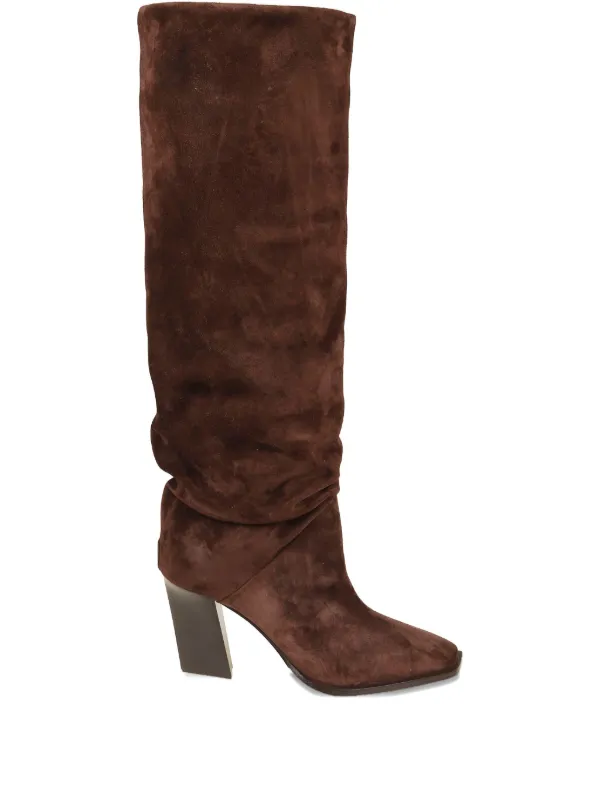 Jimmy Choo 85mm square-toe Suede knee-high Boots Brown