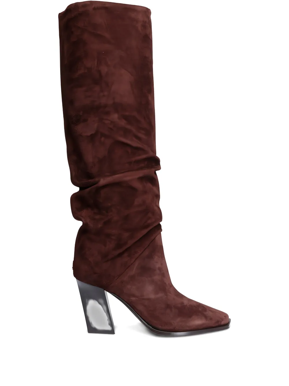 Jimmy Choo 85 mm suède knielaarzen met vierkante neus Bruin