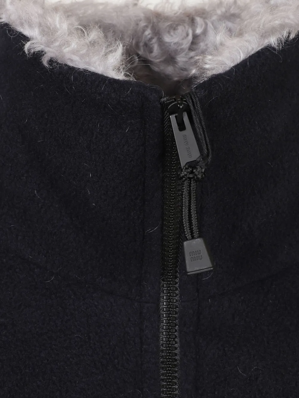 Miu fleece zip-up faux fur jacket Blauw