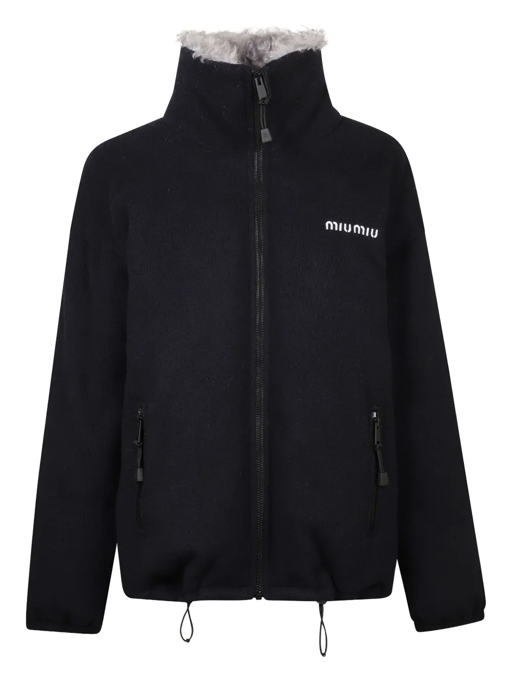 Miu fleece zip-up faux fur jacket Blauw