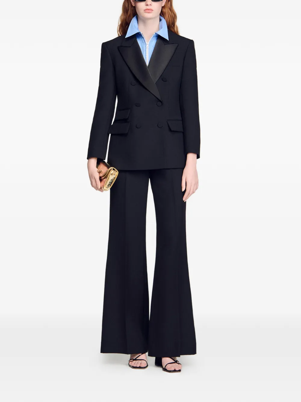  Sandro Blazer Con Doble Botonadura - Negro 