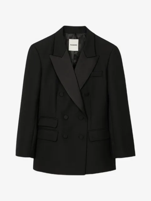 SANDRO blazer con solapas satinadas y doble botonadura
