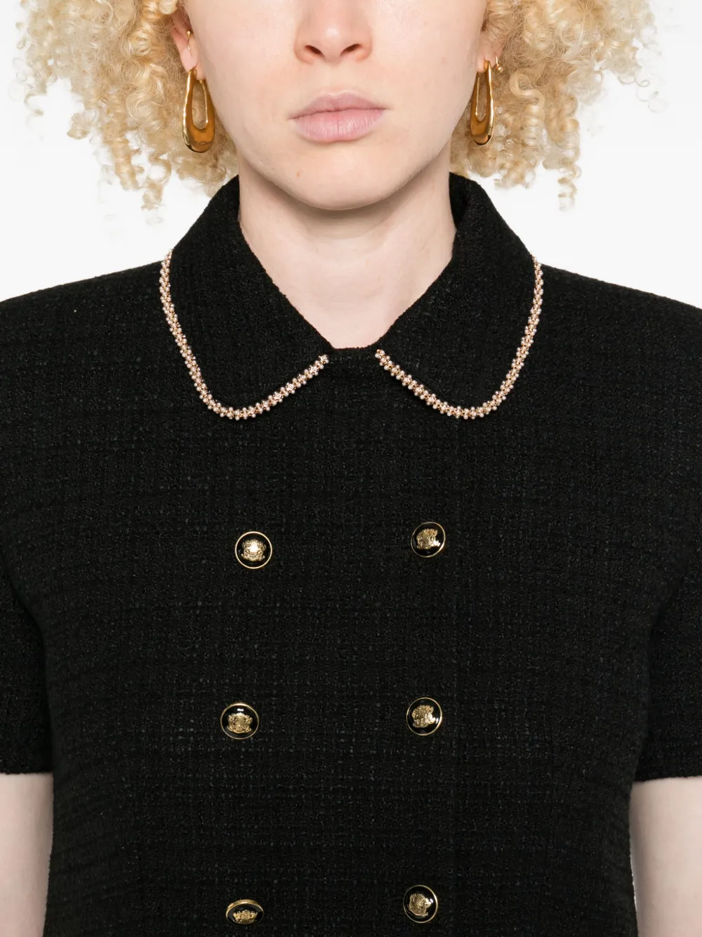 SANDRO Midi-jurk verfraaid met knoop Zwart