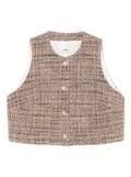 SANDRO tweed button-embellished sleeveless top - Brown