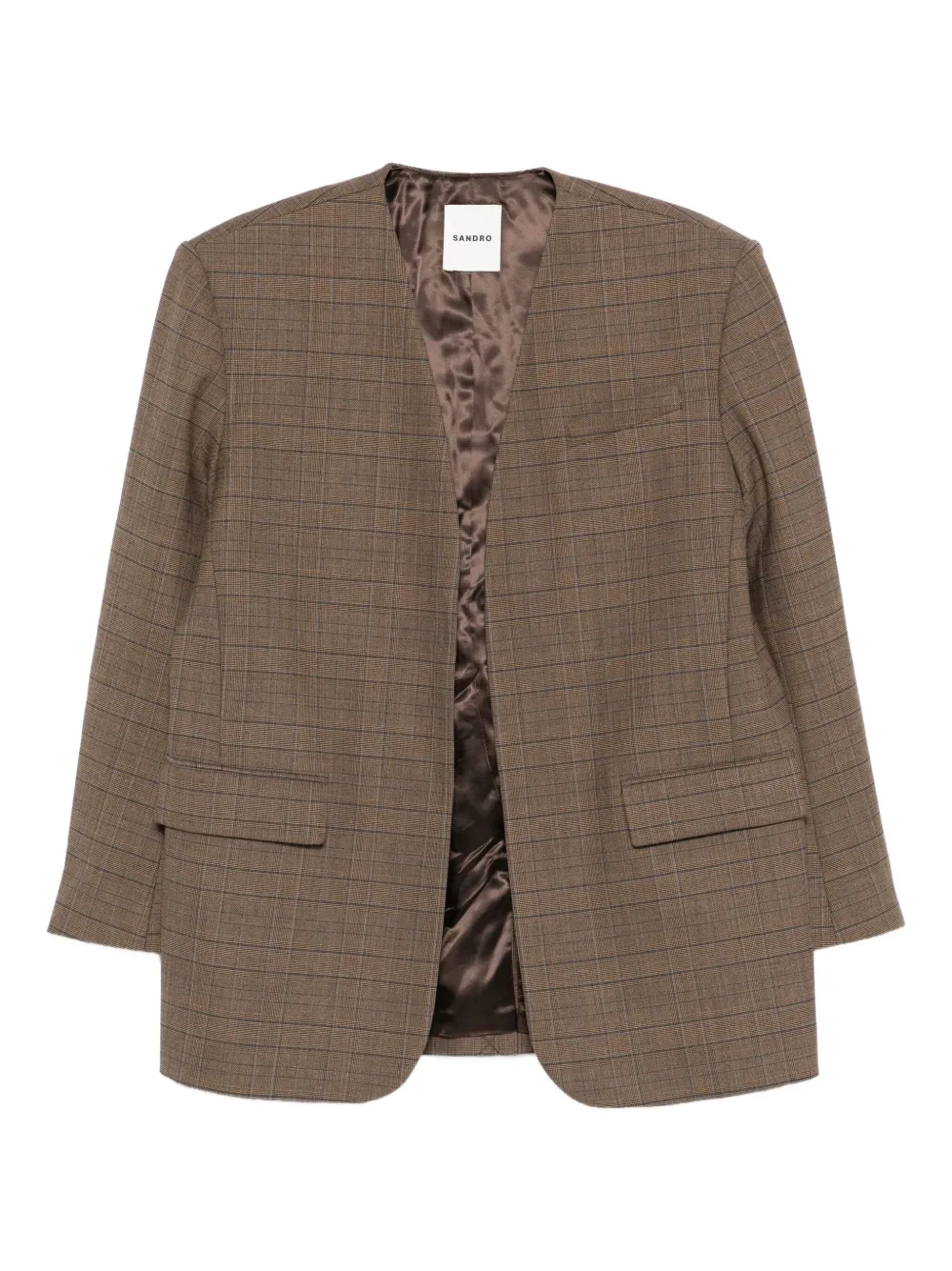 Sandro Checked-pattern Blazer In Brown