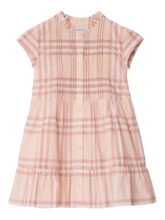 Burberry Kids IP Check Ruffled Dress | Pink | FARFETCH
