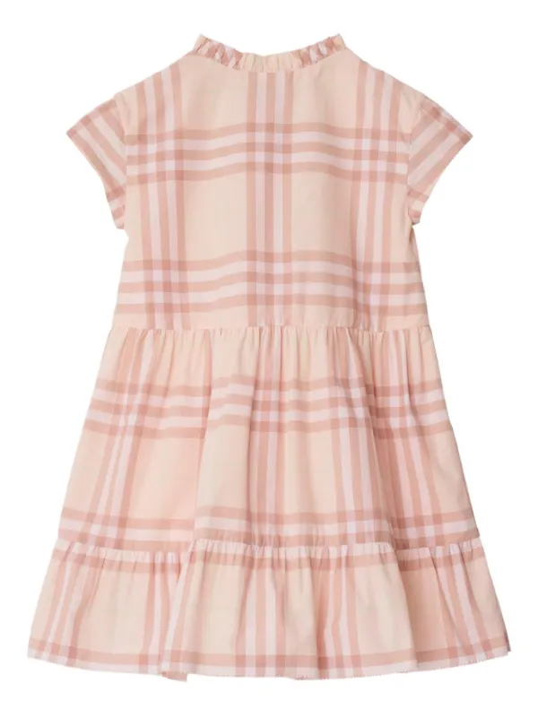 BURBERRY CHILDREN チェック柄ワンピース フリル ピンク Burberry Kids IP Check Ruffled Dress | Pink | FARFETCH