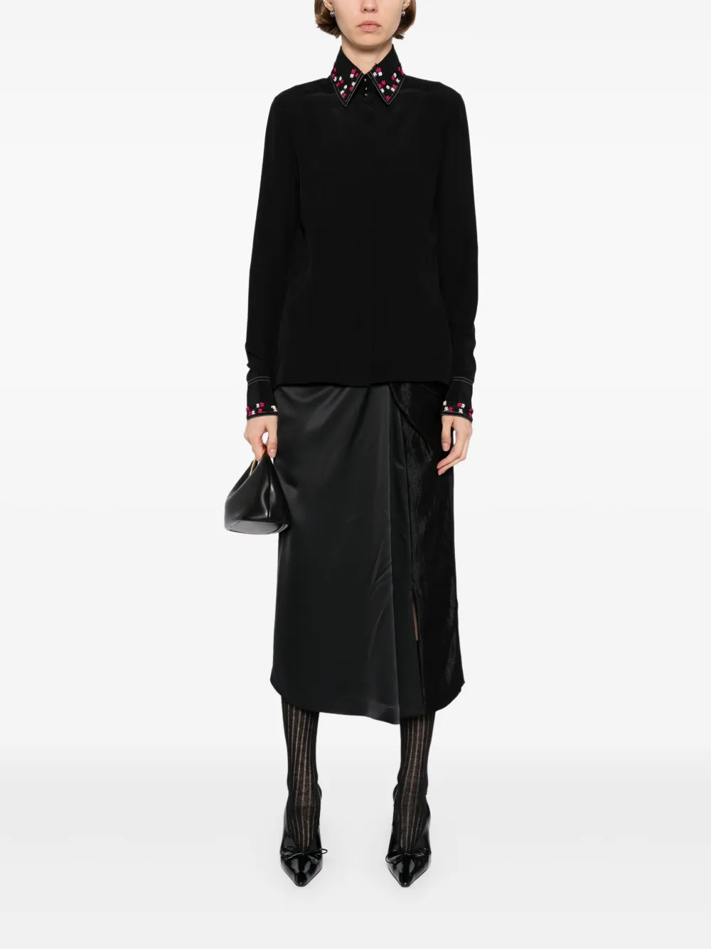 Pre-owned Chanel 2004 Silk Blouse In Black