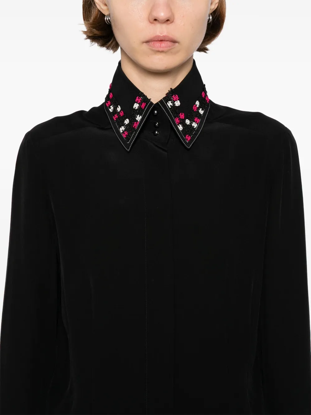 Pre-owned Chanel 2004 Silk Blouse In Black