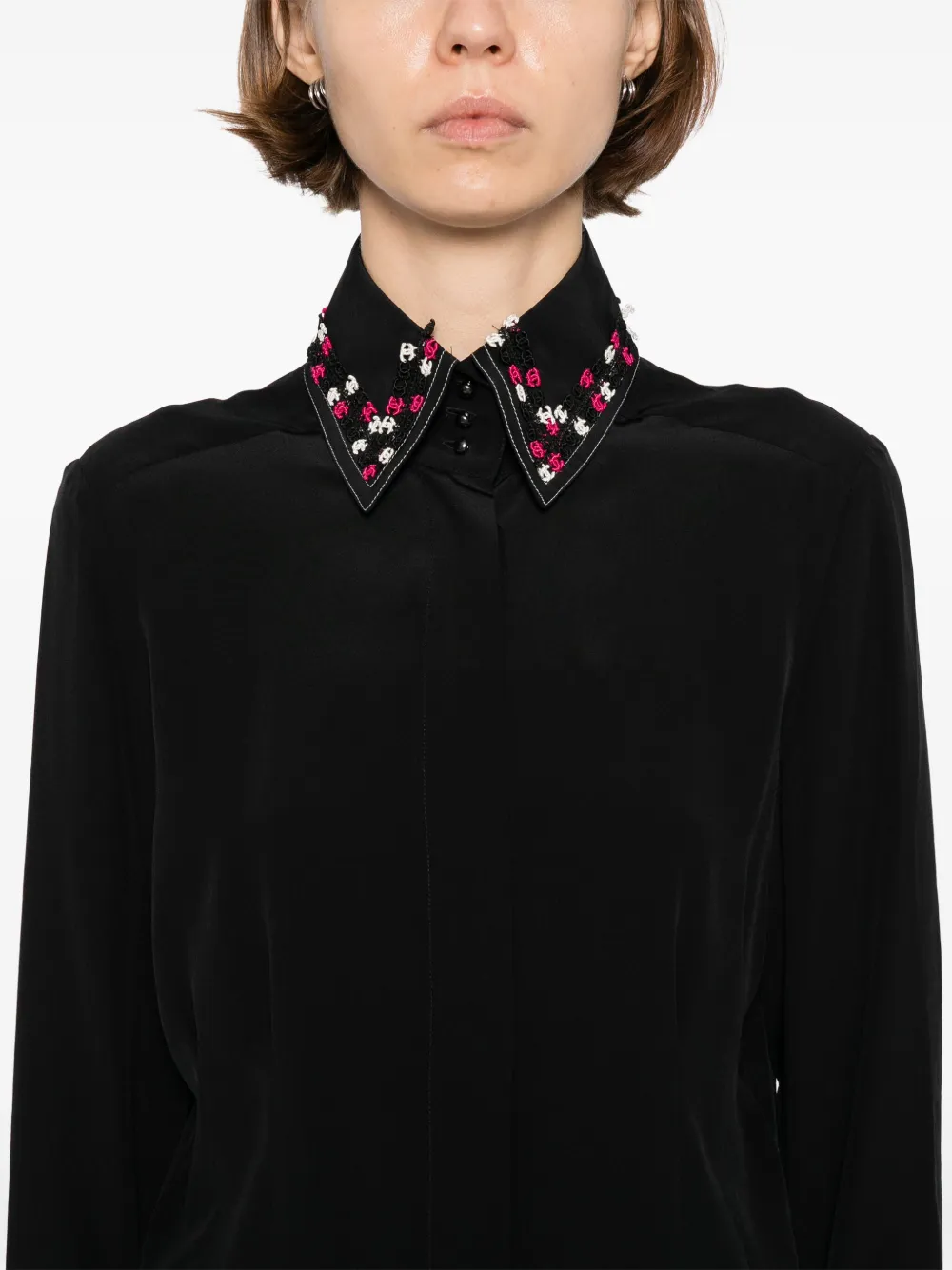 Pre-owned Chanel 2004 Silk Blouse In Black