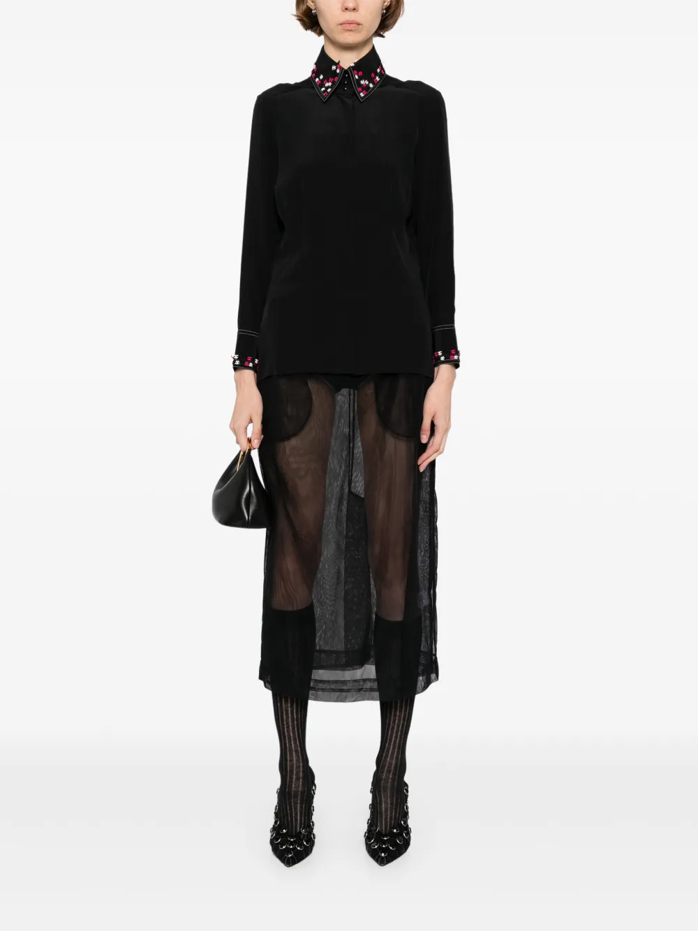 Pre-owned Chanel 2004 Silk Blouse In Black