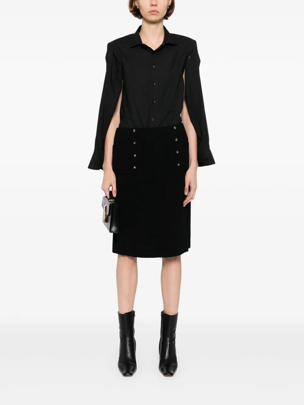 CHANEL Pre-Owned 1997 wool skirt - Zwart