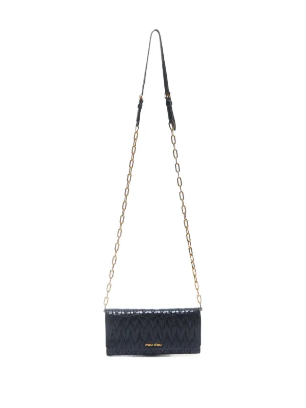 【MIU MIU】MATELASSE CHAIN SHOULDER BAG Miu Miu Black Matelasse Shoulder Bag with Chain | Consign of