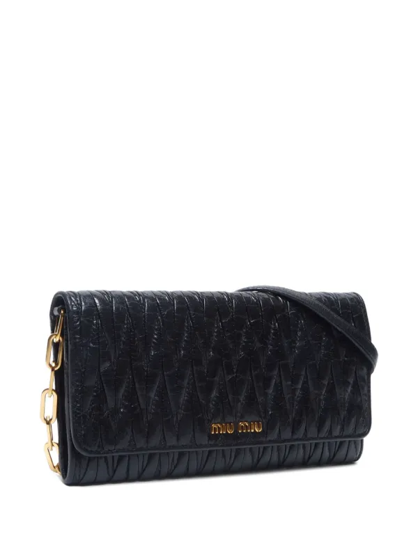 【MIU MIU】MATELASSE CHAIN SHOULDER BAG Miu Miu Black Matelasse Shoulder Bag with Chain | Consign of