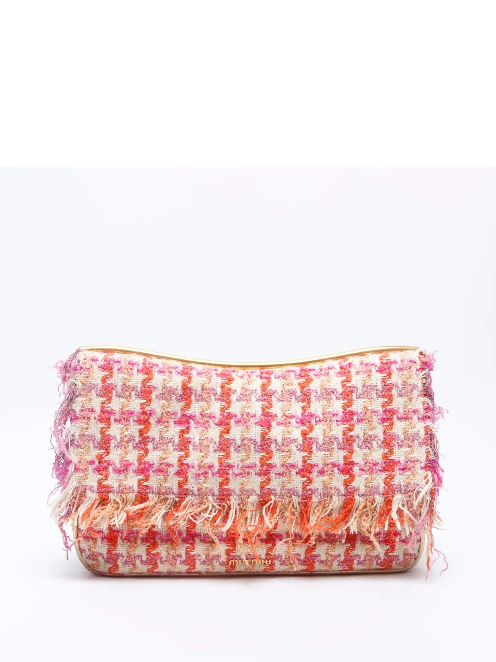 Miu Miu Pre-Owned 2000-2020s houndstooth fringed shoulder bag | rose | Image 1