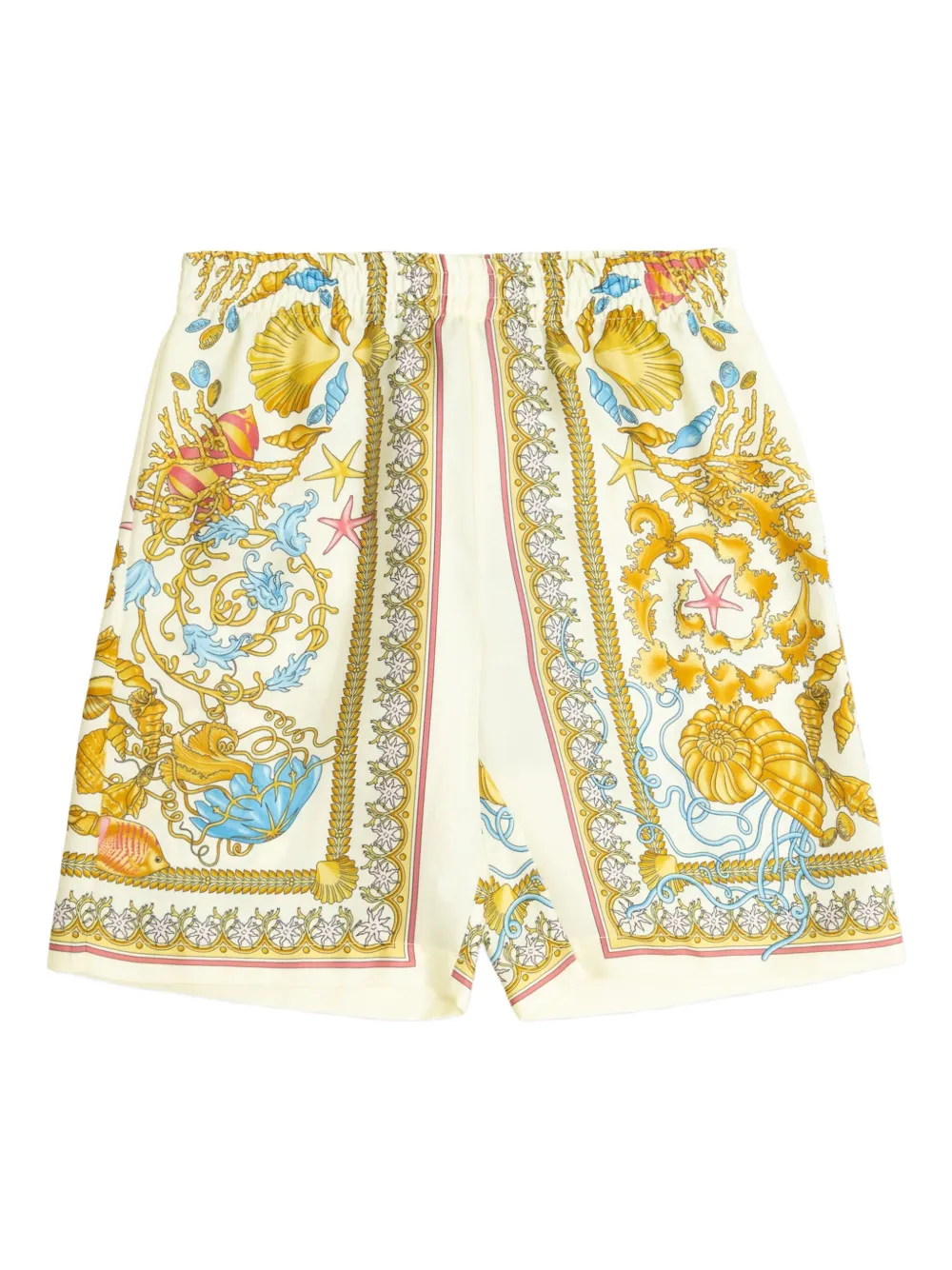 Versace Kids Zijden shorts met barokprint - Beige