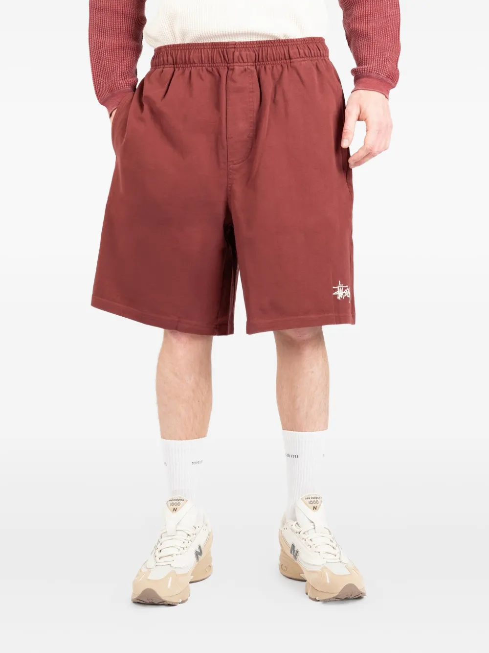 Stüssy embroidered-logo shorts Rood
