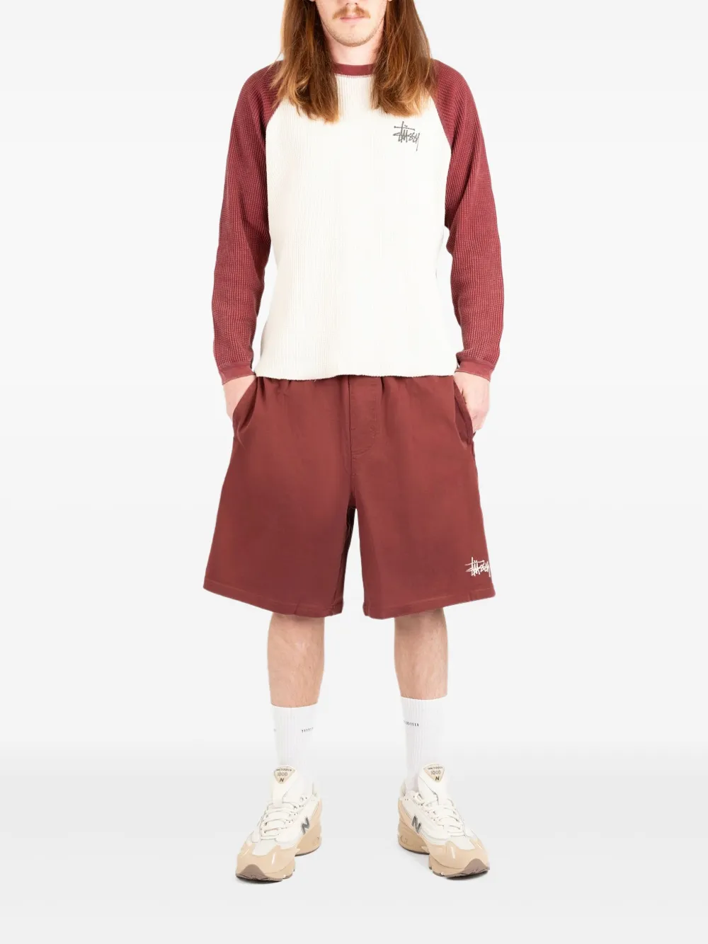 Stüssy Trainingsshorts met geborduurd logo Rood