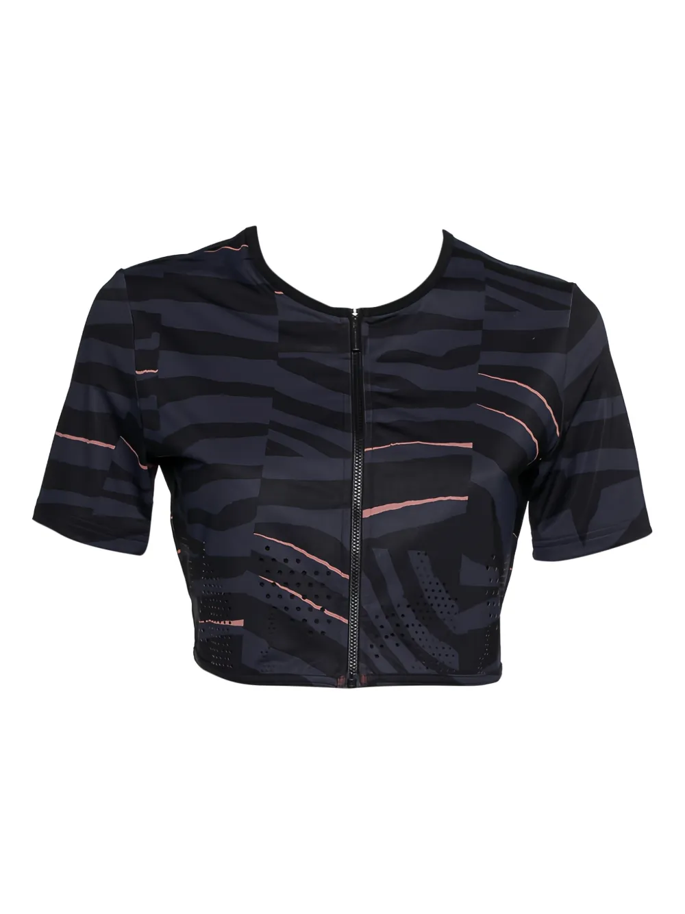 adidas by Stella McCartney pre-owned abstract-print zip-up top | Black | Image 1