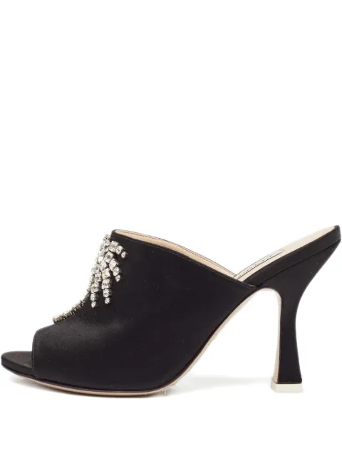 The Attico 100mm crystal-embellished satin mules