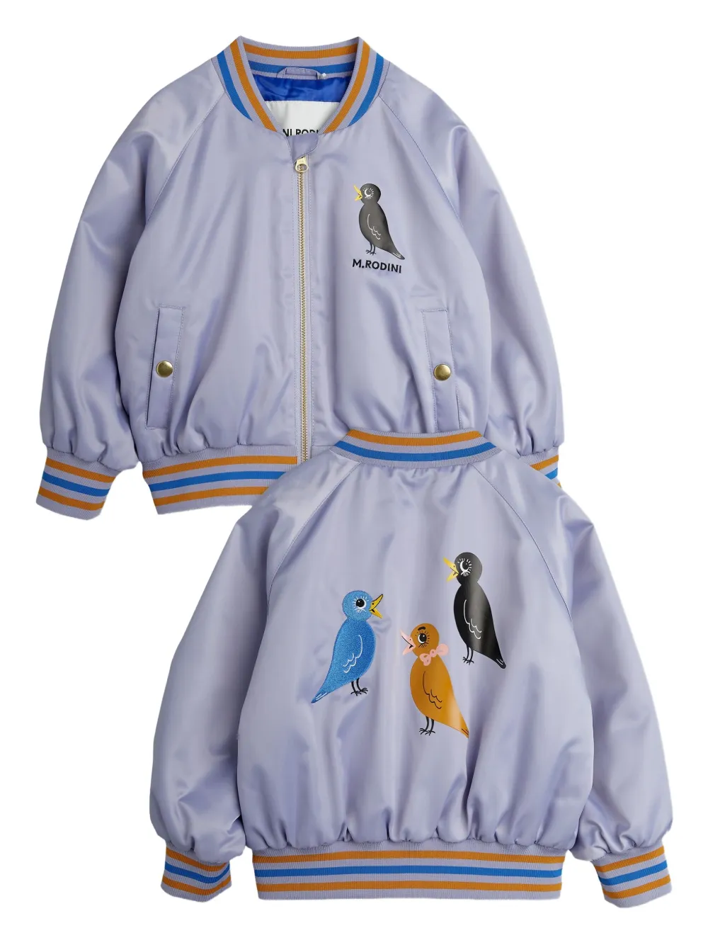 Mini Rodini Bomberjack met geborduurde vogel Paars