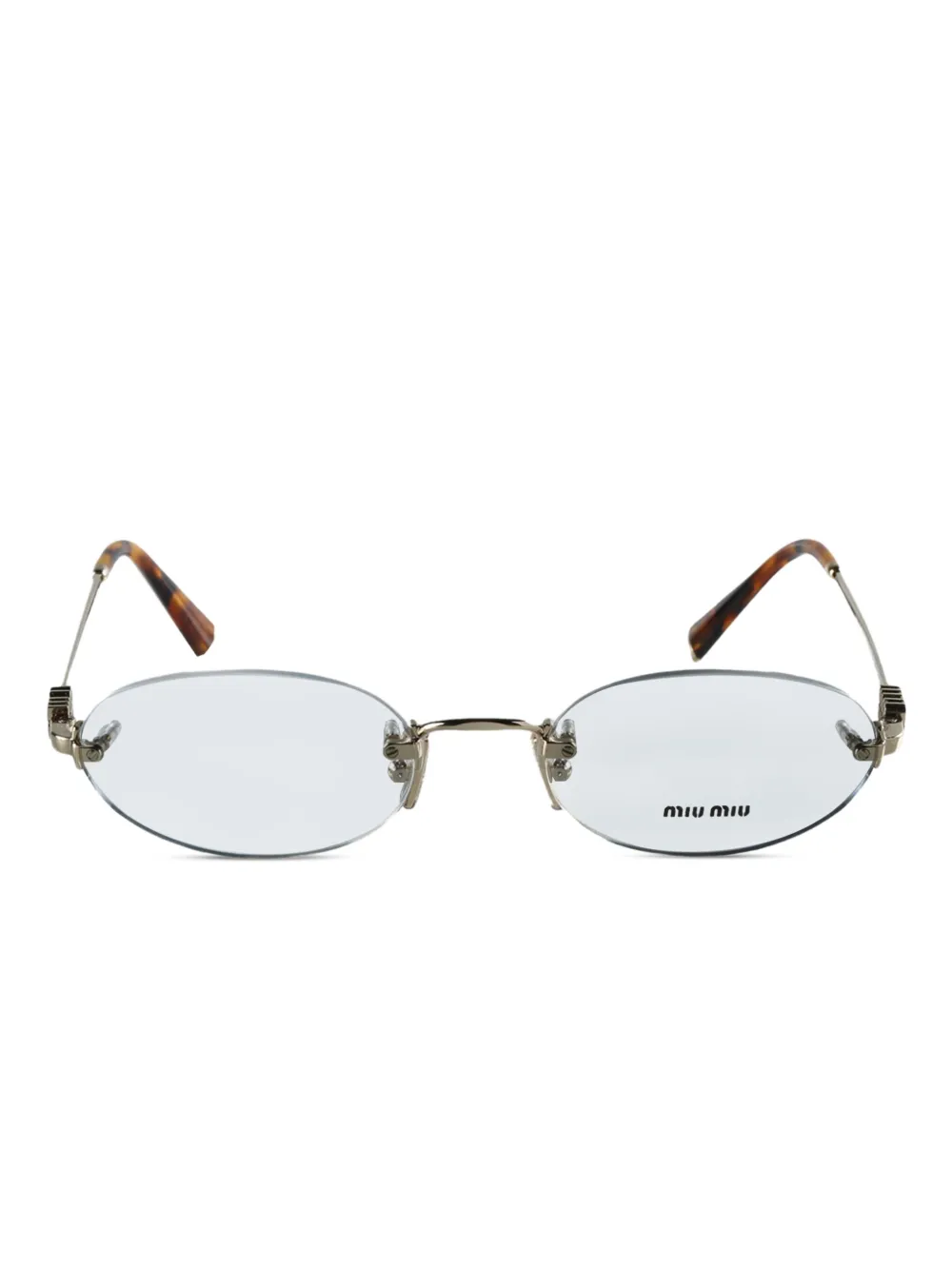 Miu Miu Eyewear tortoiseshell-detail oval-frame sunglasses | Silver | Image 1