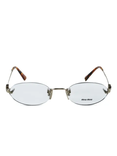 Miu Miu Eyewear نظارة شمس بإطار بيضاوي وبزينة صدف السلحفاة