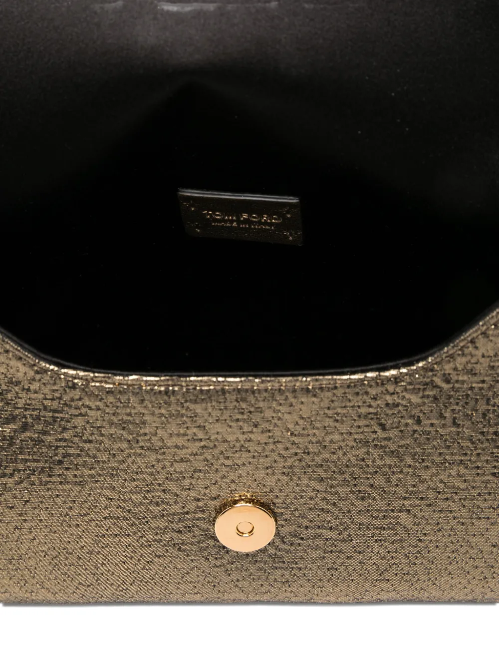 TOM FORD Leren schoudertas met metallic-effect en ketting Goud
