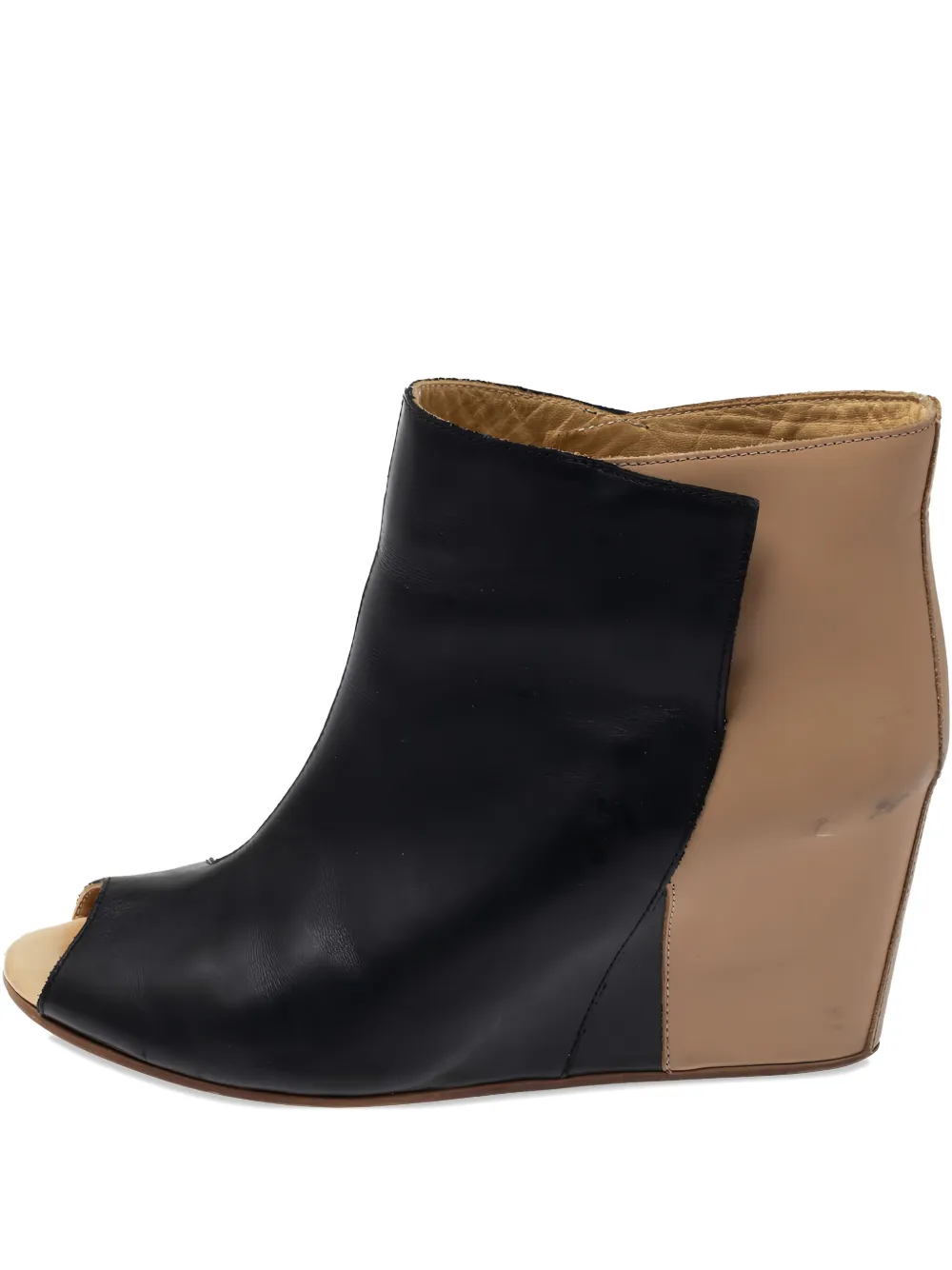 85mm leather wedge pumps
