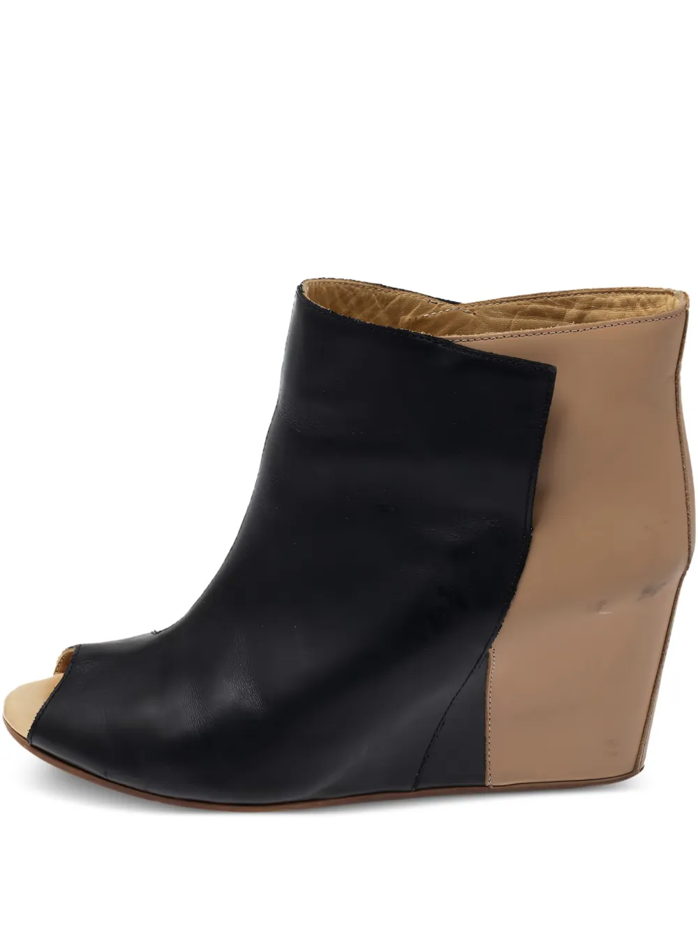 85mm leather wedge pumps