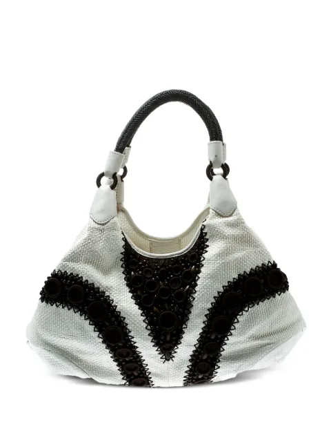 Cole Haan woven leather bead tote bag