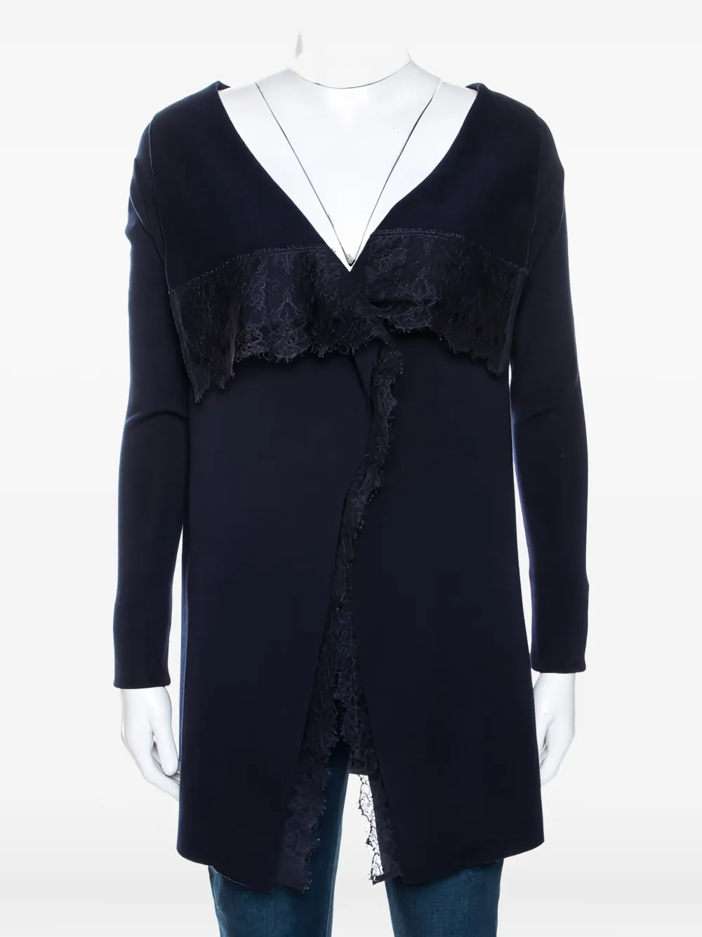 Pre-owned Valentino Lace-trim Wool Cardigan