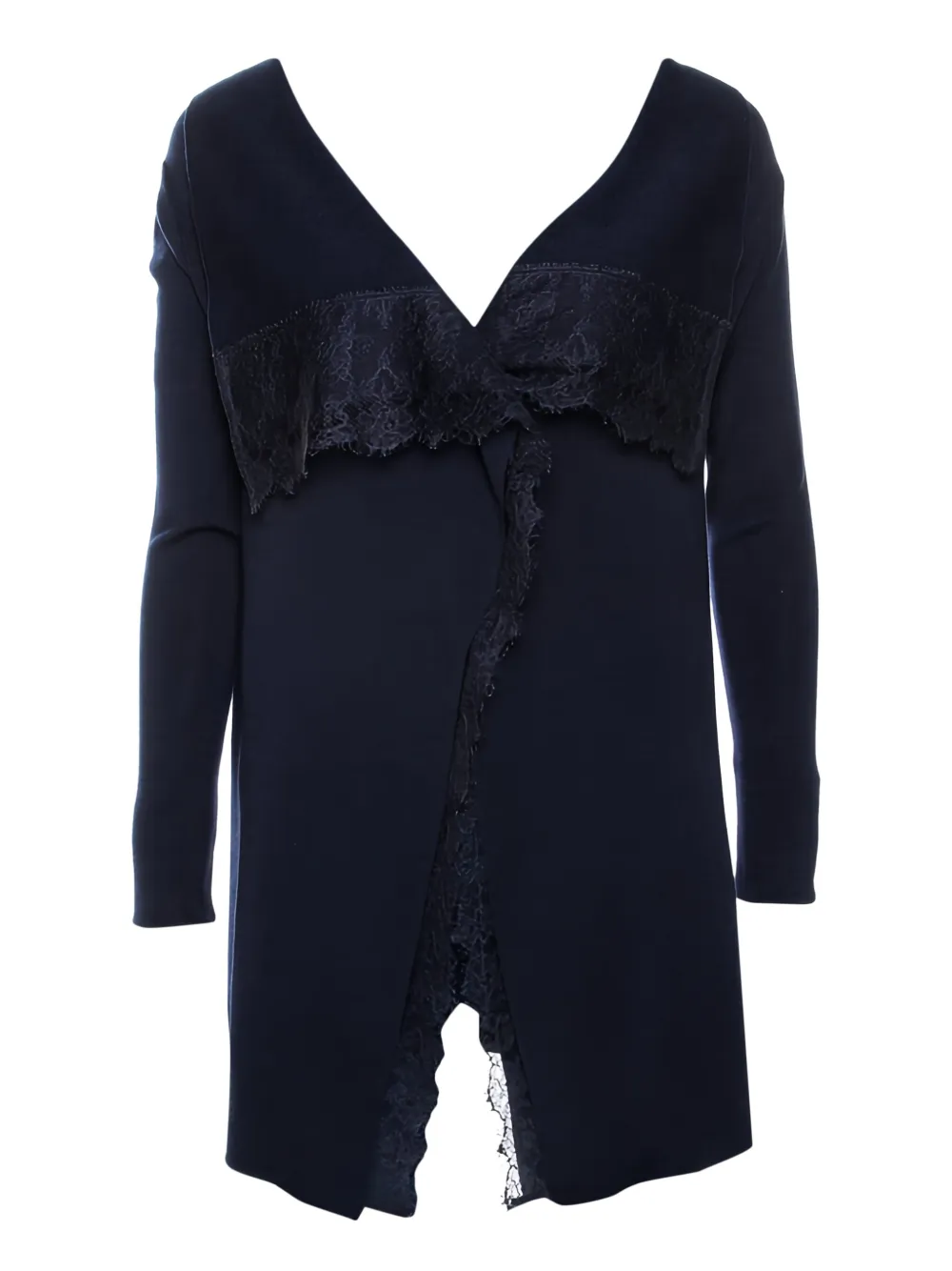 lace-trim wool cardigan