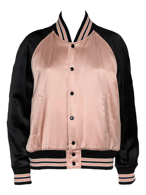 Saint Laurent Pre-Owned Satin Bomber Jacket Pink FARFETCH