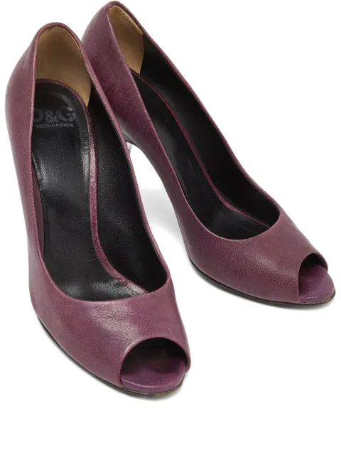 D&G 105mm peep-toe leather pumps