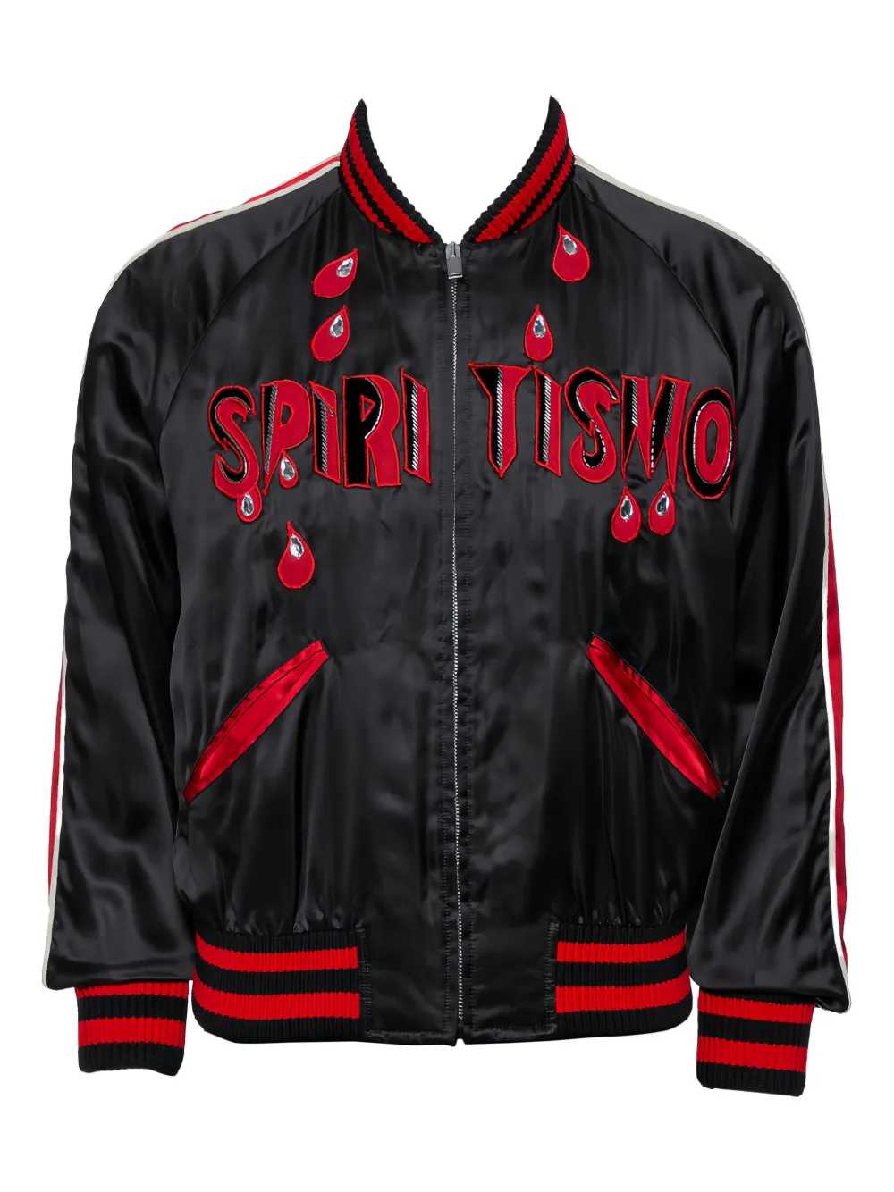Gucci Pre-Owned appliqué-detail satin jacket - ブラック Gucci Pre-Owned appliqué-detail satin jacket - ブラック