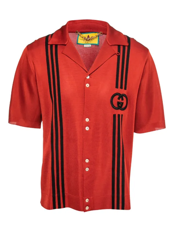 Gucci Pre-Owned GG-monogram Stripe Shirt Red FARFETCH GE