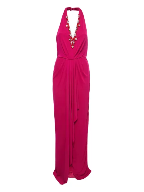 Badgley Mischka crystal-embellished maxi dress