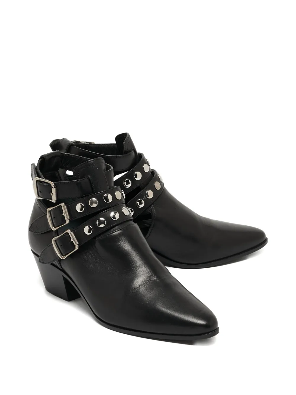 Saint Laurent Pre-Owned 50 mm laarzen verfraaid met studs - Zwart