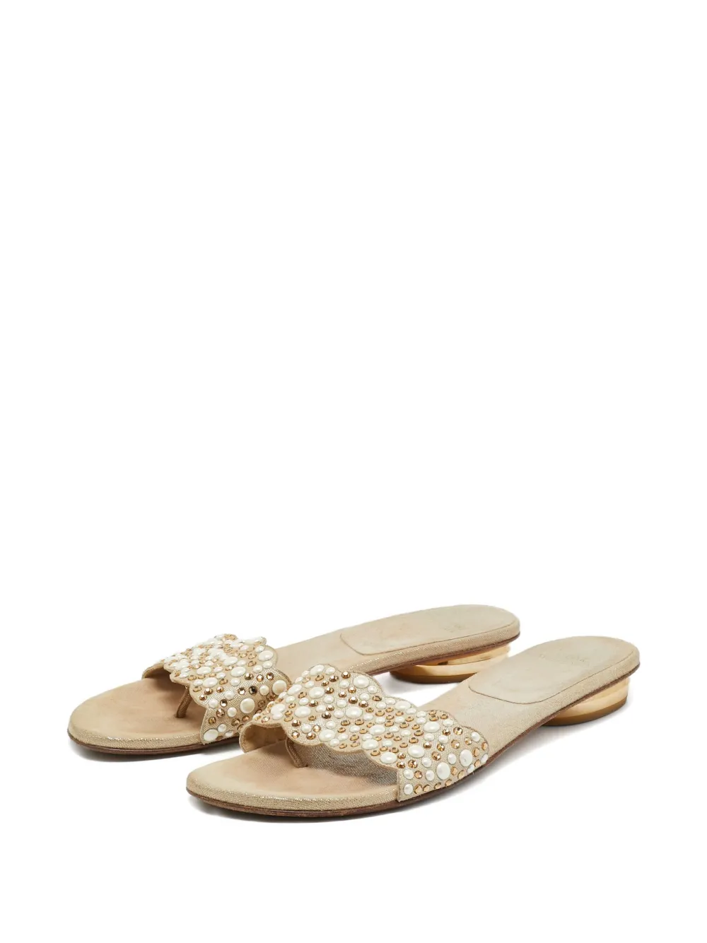 Stuart Weitzman Pre-owned sandalen verfraaid met parels - Beige
